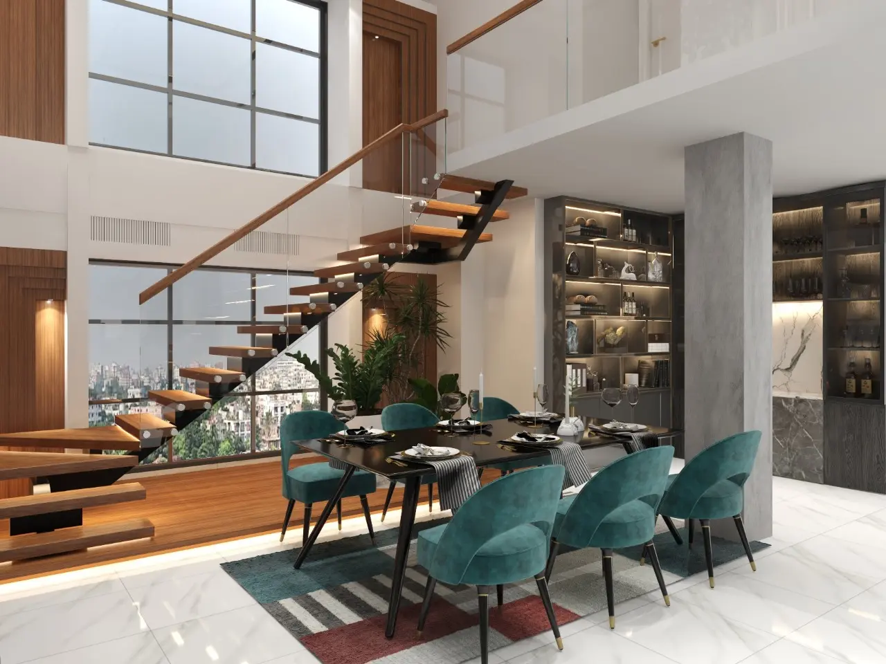 Lüks Detaylarla Geniş Şık Dubleks Tasarımı